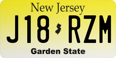 NJ license plate J18RZM
