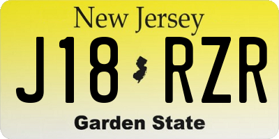 NJ license plate J18RZR