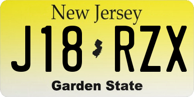 NJ license plate J18RZX
