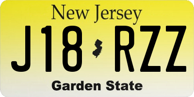 NJ license plate J18RZZ