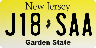 NJ license plate J18SAA