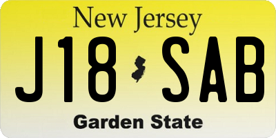 NJ license plate J18SAB