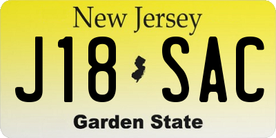 NJ license plate J18SAC