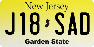NJ license plate J18SAD