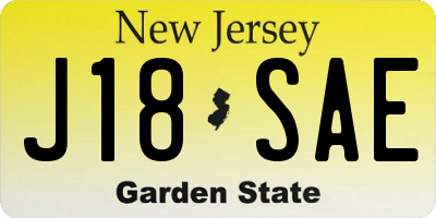 NJ license plate J18SAE