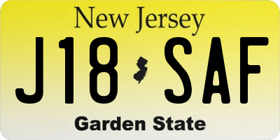 NJ license plate J18SAF
