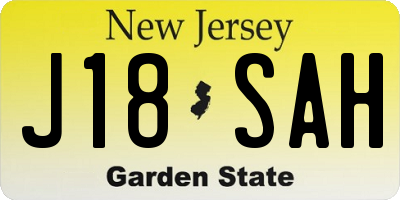 NJ license plate J18SAH