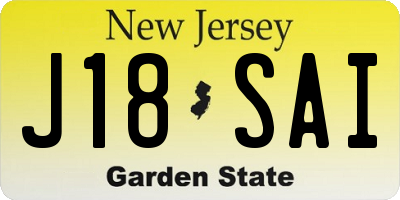NJ license plate J18SAI