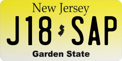 NJ license plate J18SAP