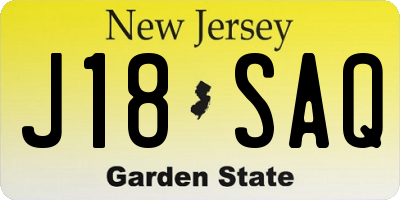 NJ license plate J18SAQ