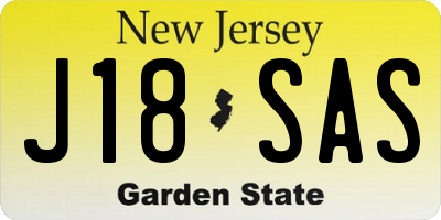 NJ license plate J18SAS