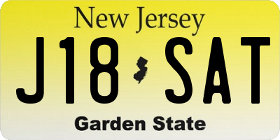 NJ license plate J18SAT