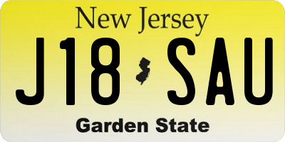 NJ license plate J18SAU