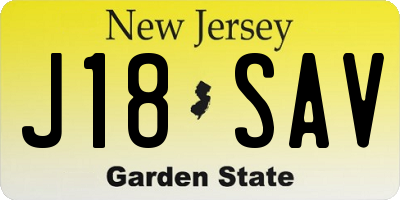 NJ license plate J18SAV