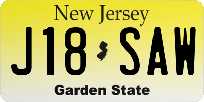 NJ license plate J18SAW