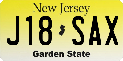 NJ license plate J18SAX