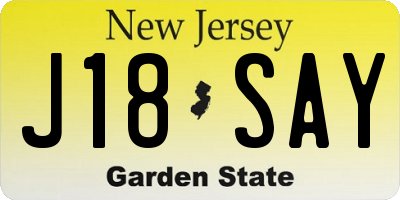 NJ license plate J18SAY