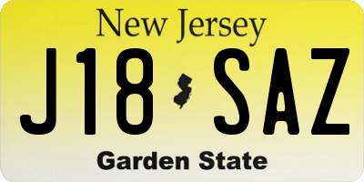 NJ license plate J18SAZ