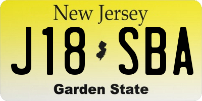 NJ license plate J18SBA