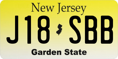 NJ license plate J18SBB