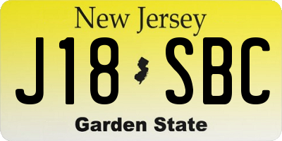 NJ license plate J18SBC