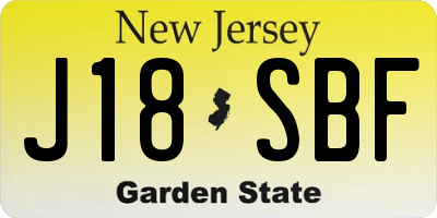NJ license plate J18SBF