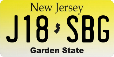 NJ license plate J18SBG