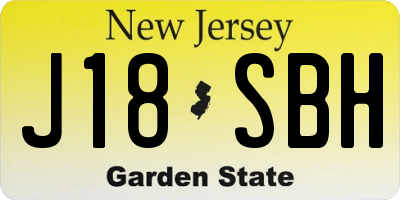 NJ license plate J18SBH