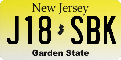 NJ license plate J18SBK