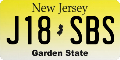 NJ license plate J18SBS