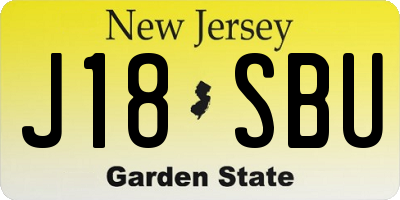 NJ license plate J18SBU