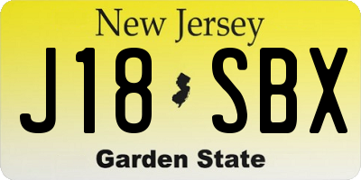 NJ license plate J18SBX