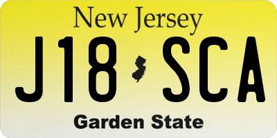 NJ license plate J18SCA
