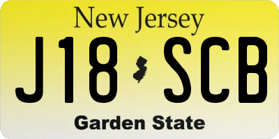 NJ license plate J18SCB