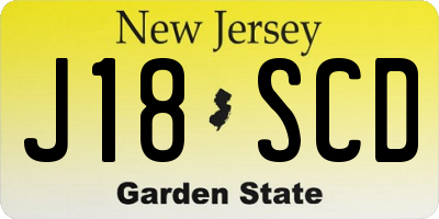 NJ license plate J18SCD
