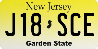 NJ license plate J18SCE