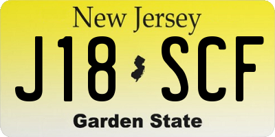 NJ license plate J18SCF