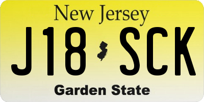 NJ license plate J18SCK
