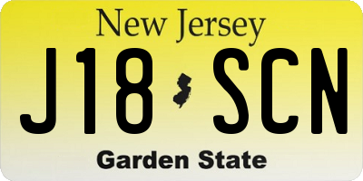 NJ license plate J18SCN