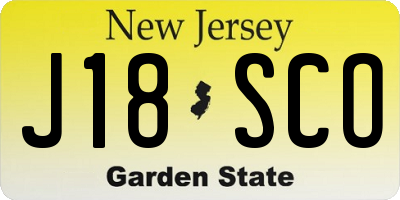 NJ license plate J18SCO
