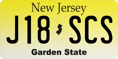NJ license plate J18SCS