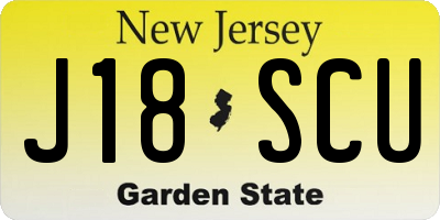 NJ license plate J18SCU