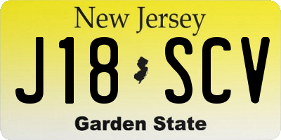 NJ license plate J18SCV