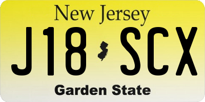 NJ license plate J18SCX