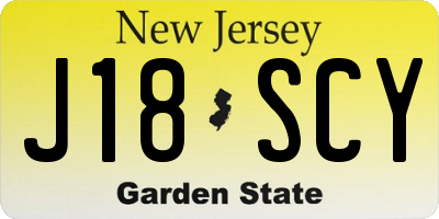 NJ license plate J18SCY