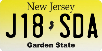 NJ license plate J18SDA