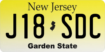 NJ license plate J18SDC