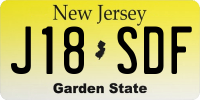 NJ license plate J18SDF