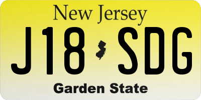 NJ license plate J18SDG