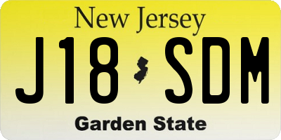 NJ license plate J18SDM